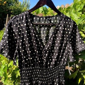 Lapis wide leg polka dot jumpsuit with pockets